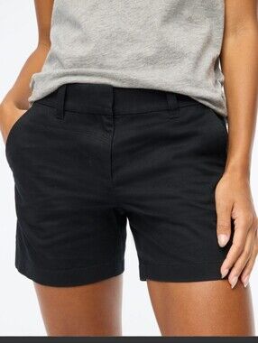 J CREW Classic Black Women's 5 Inch Chino Black Shorts Size 8